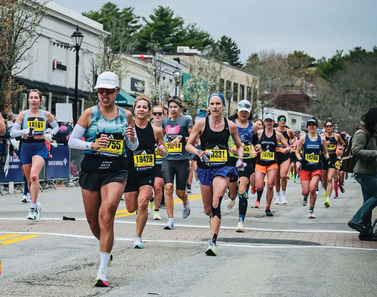 Thousands of runners competing in the 130th Boston Marathon